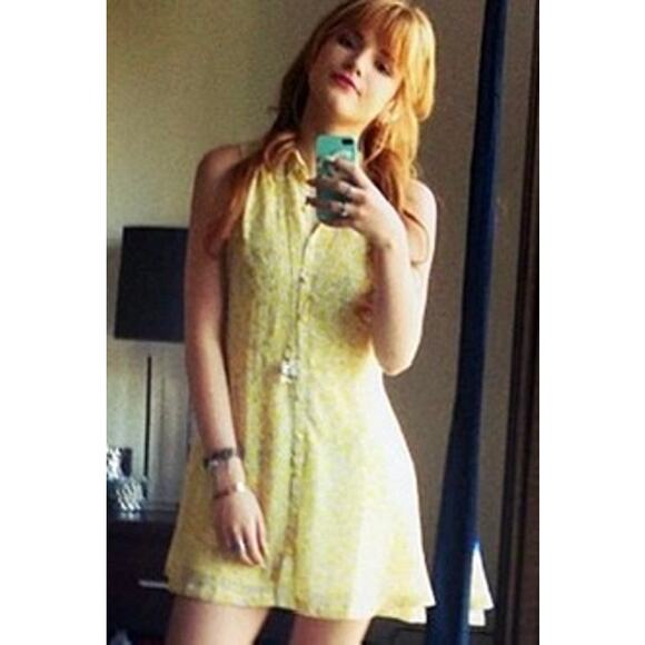 True Blood's Sookie Stackhouse Yellow Floral A Line Collared Mini Dress Small - Picture 2 of 14